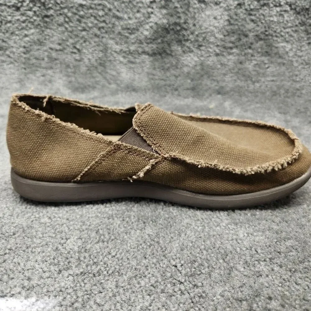 Crocs Santa Cruz Khaki Slip On Canvas Loafers Mens Size 7 Beige
